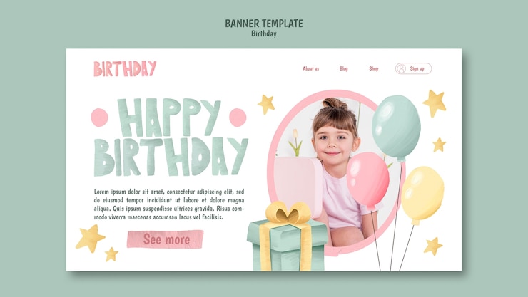 PSD gratuit modèle de page de destination pour la fête d'anniversaire