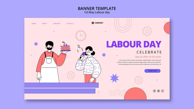 Modèle de page de destination pour la fête du travail