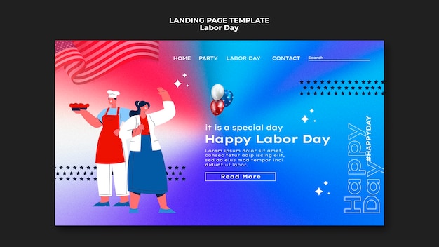 PSD gratuit modèle de page de destination pour la fête du travail
