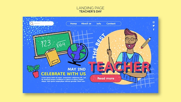PSD gratuit modèle de page de destination pour la fête des enseignants