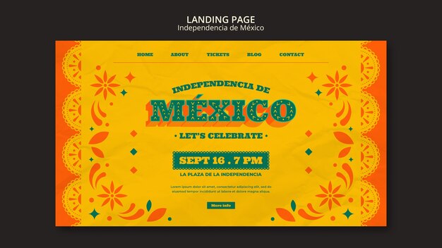 Modèle de page de destination pour la fête de l'indépendance mexicaine