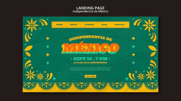 Modèle de page de destination pour la fête de l'indépendance mexicaine