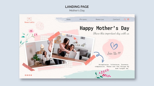 PSD gratuit modèle de page de destination pour la fête des mères
