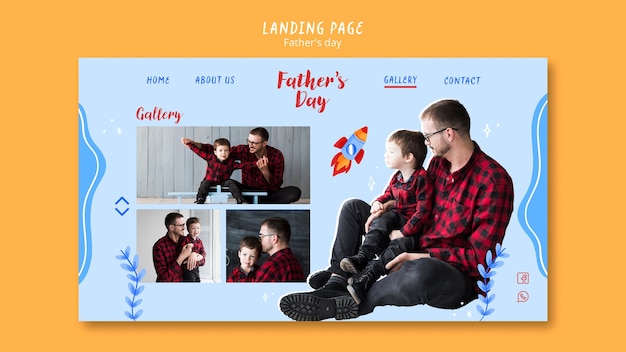 PSD gratuit modèle de page de destination pour la fête des pères au design plat