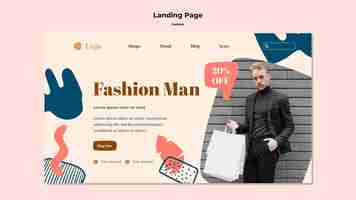 PSD gratuit modèle de page de destination pour homme de mode