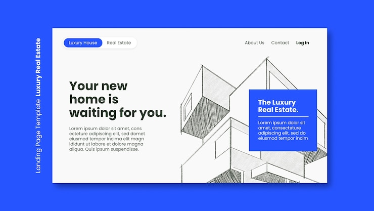 PSD gratuit modèle de page de destination pour l'immobilier de luxe