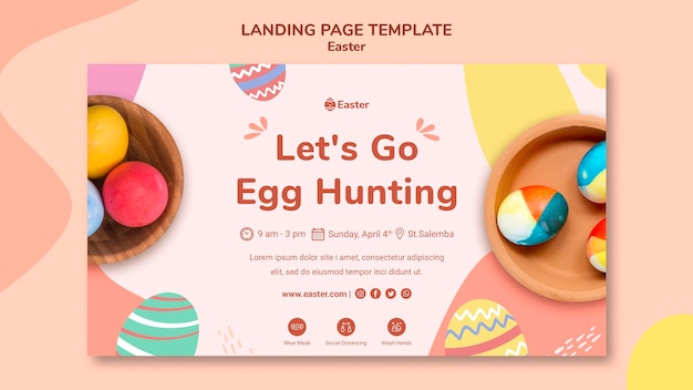 PSD gratuit modèle de page de destination pour le jour de pâques pastel
