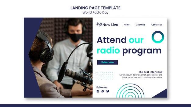 Modèle de page de destination pour la journée mondiale de la radio