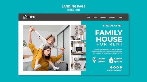 Modèle de page de destination pour la location d'une maison familiale