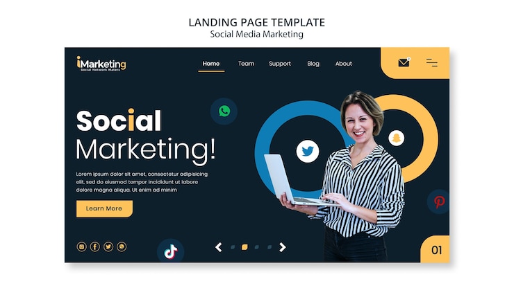 PSD gratuit modèle de page de destination pour le marketing des médias sociaux