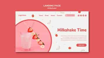 PSD gratuit modèle de page de destination pour milkshake à la fraise