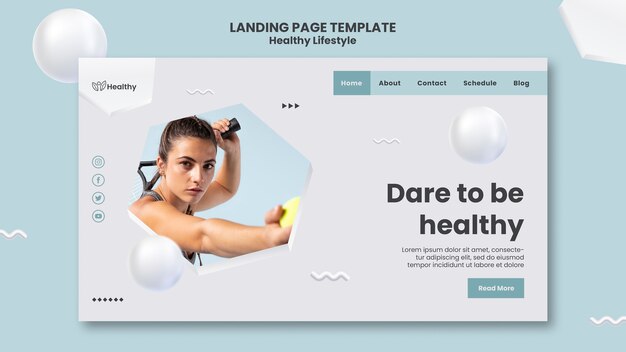 PSD gratuit modèle de page de destination pour un mode de vie sain