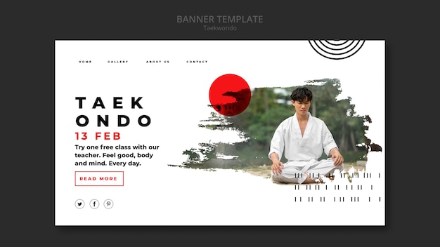 PSD gratuit modèle de page de destination pour la pratique du taekwondo