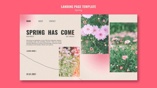 Modèle de page de destination pour le printemps avec des fleurs