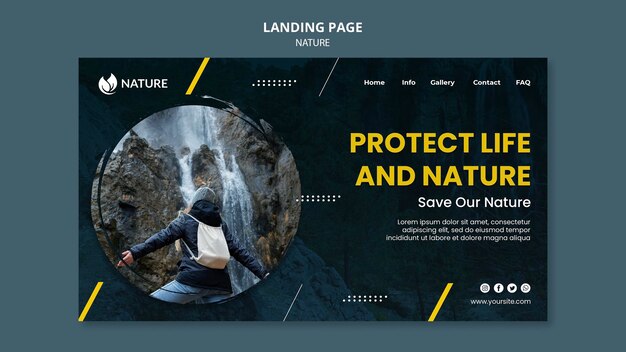 Modèle de page de destination pour la protection et la préservation de la nature