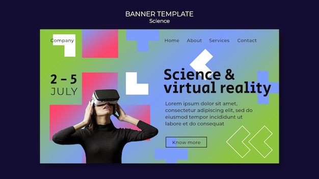 PSD gratuit modèle de page de destination pour la science et la réalité virtuelle