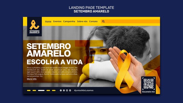 Modèle de page de destination pour la sensibilisation au mois brésilien de prévention du suicide