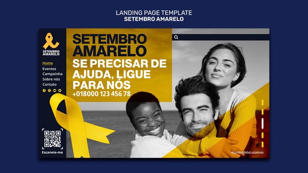 Modèle de page de destination pour la sensibilisation au mois brésilien de prévention du suicide