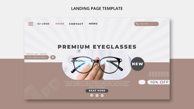Modèle de page de destination pour la société de lunettes