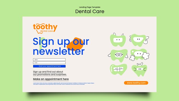 Modèle de page de destination pour les soins dentaires et la santé