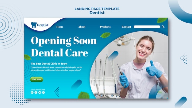 PSD gratuit modèle de page de destination pour les soins dentaires