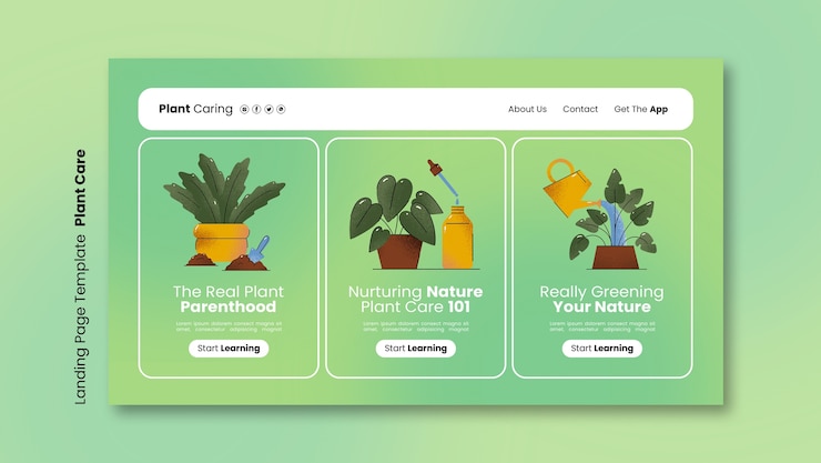 PSD gratuit modèle de page de destination pour les soins des plantes