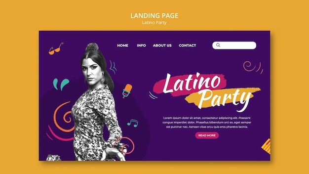 Modèle De Page De Destination Pour Une Soirée Latino