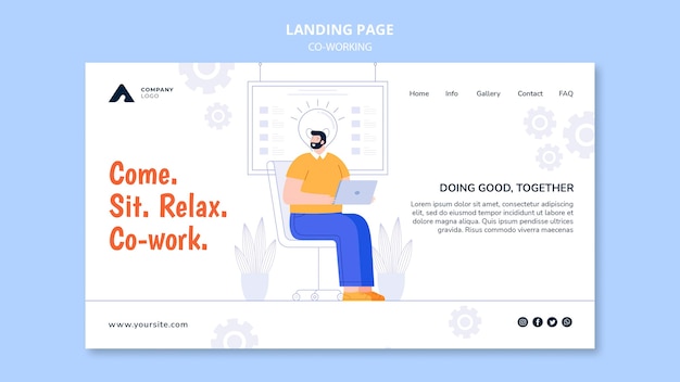 Modèle de page de destination pour travailler ensemble