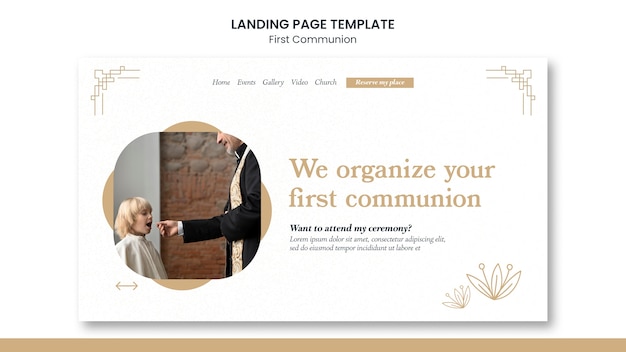 Modèle de page de destination de la première communion