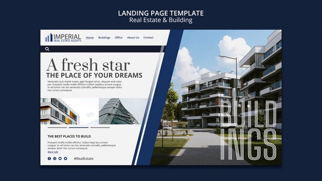 Modèle de page de destination de projet immobilier