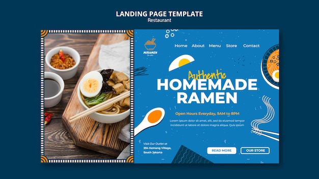 Modèle de page de destination de ramen maison