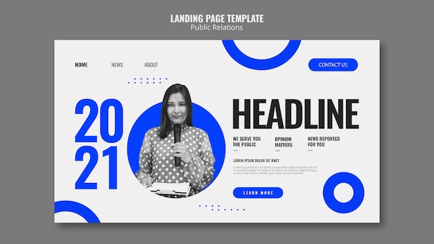 PSD gratuit modèle de page de destination de relations publiques