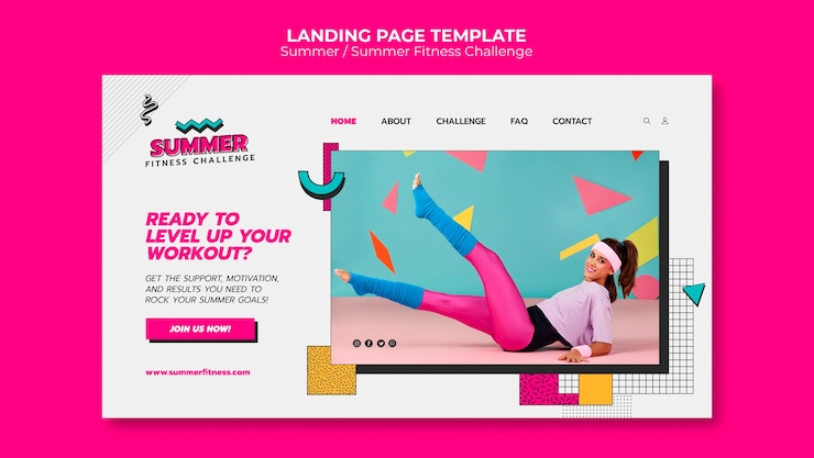 PSD gratuit modèle de page de destination de remise en forme d'été