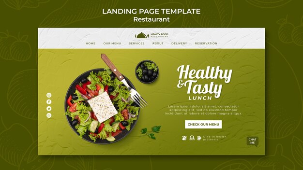 Modèle de page de destination de restaurant d'aliments sains