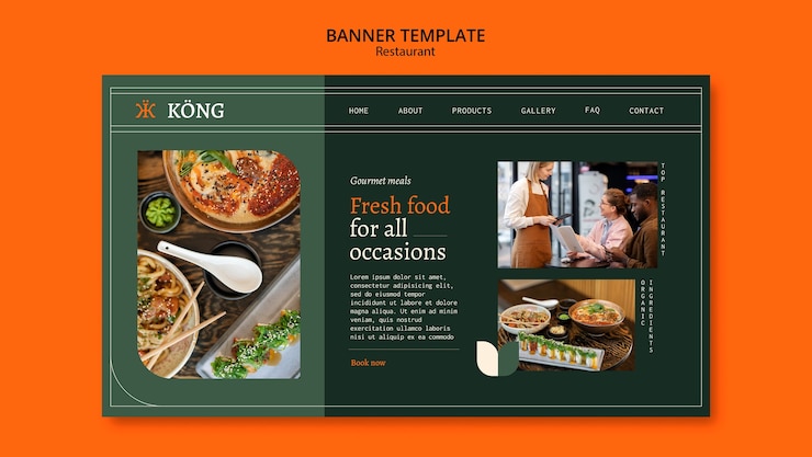 PSD gratuit modèle de page de destination de restaurant de cuisine délicieuse