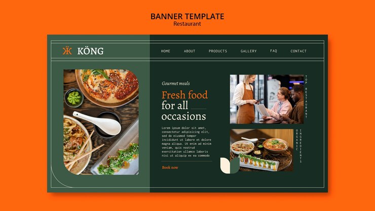 PSD gratuit modèle de page de destination de restaurant de cuisine délicieuse