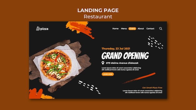 PSD gratuit modèle de page de destination de restaurant de cuisine italienne