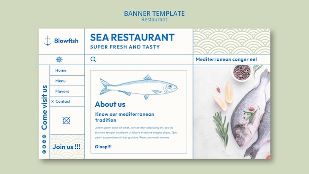 PSD gratuit modèle de page de destination de restaurant de fruits de mer