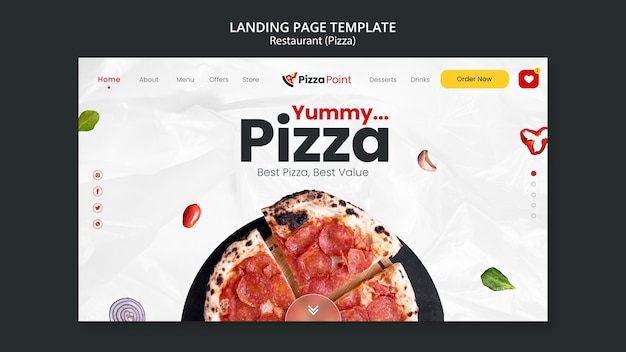PSD gratuit modèle de page de destination de restaurant de pizza