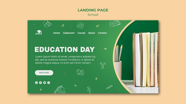 PSD gratuit modèle de page de destination de retour à l'école