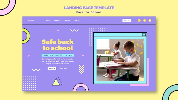 PSD gratuit modèle de page de destination de retour à l'école