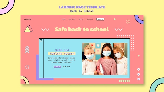 PSD gratuit modèle de page de destination de retour à l'école