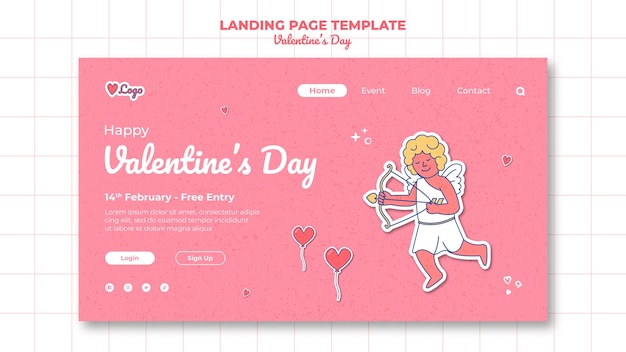 Modèle De Page De Destination De La Saint-valentin Design Plat