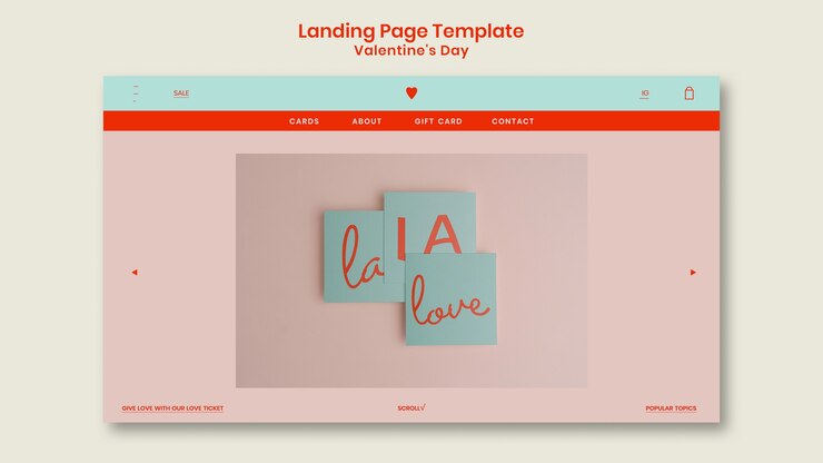 PSD gratuit modèle de page de destination de la saint-valentin
