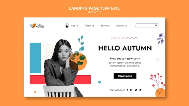 PSD gratuit modèle de page de destination de la saison d'automne