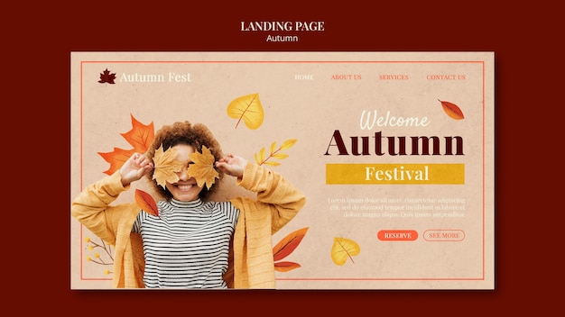 PSD gratuit modèle de page de destination de la saison d'automne