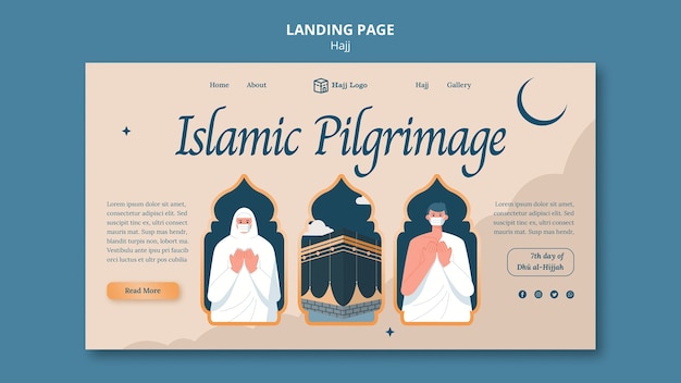 PSD gratuit modèle de page de destination de la saison du hajj