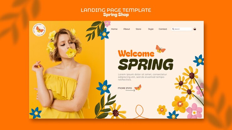 PSD gratuit modèle de page de destination de la saison printanière