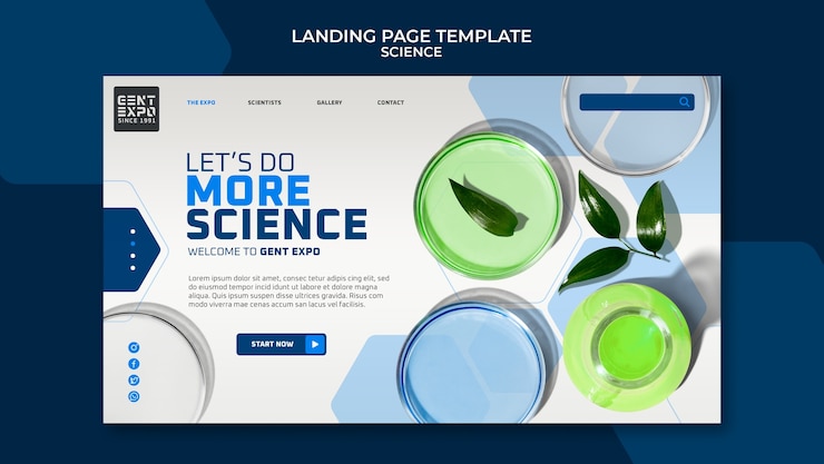 PSD gratuit modèle de page de destination scientifique et technologique