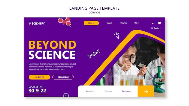 PSD gratuit modèle de page de destination scientifique